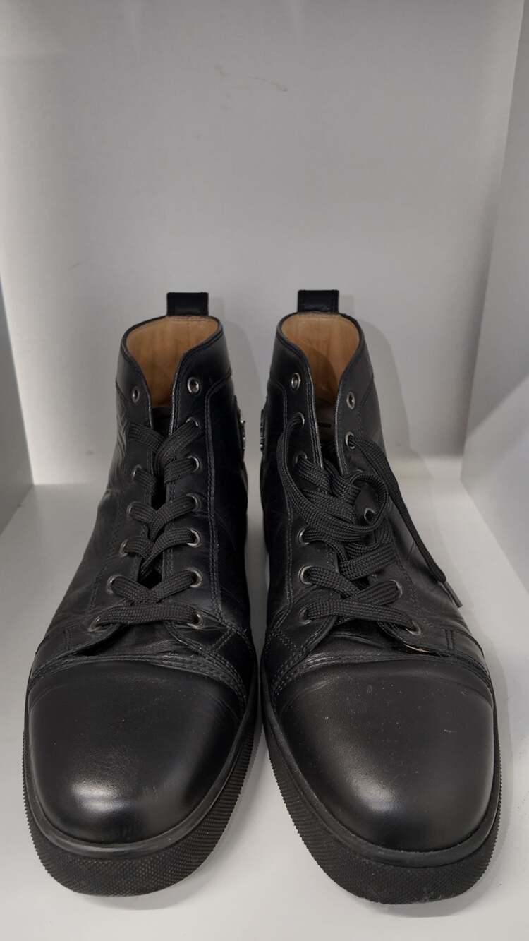 Christian Louboutin Men’s Louis Orlato High-Top Leather Sneakers – Black (Size 4